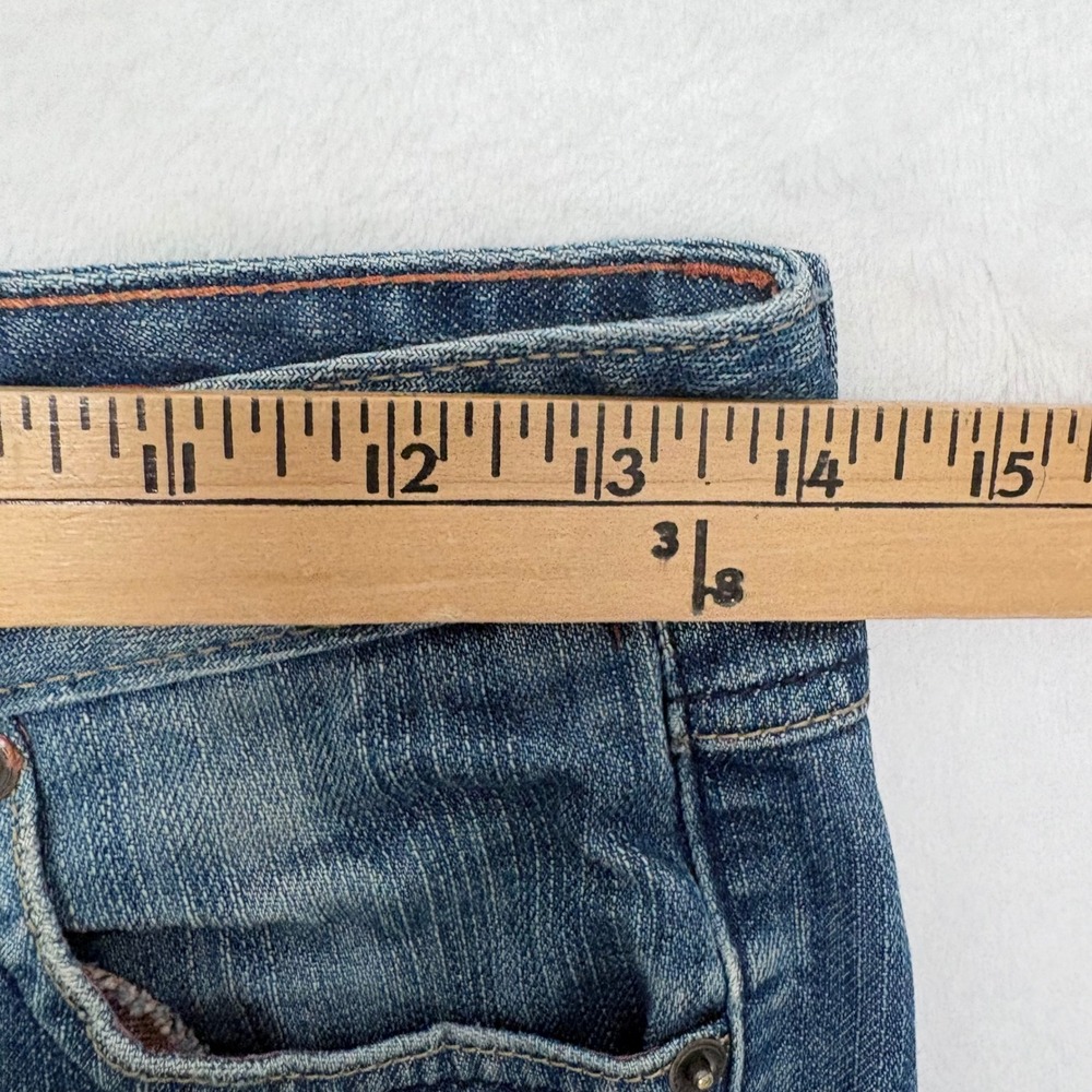 Mudd Jeans Y2K Size 3 Low Rise Flare Medium Wash Distressed Denim Blue Vintage - Picture 6 of 11